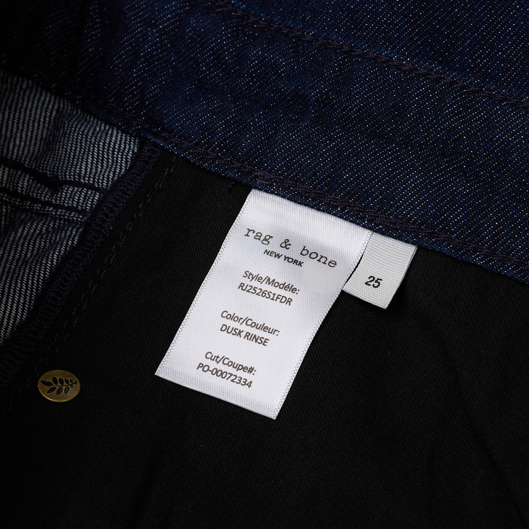 rag & bone Logan Wide Leg Jeans in dark indigo rinse, featuring a high-rise waist, five-pocket construction, and a clean wide-leg silhouette