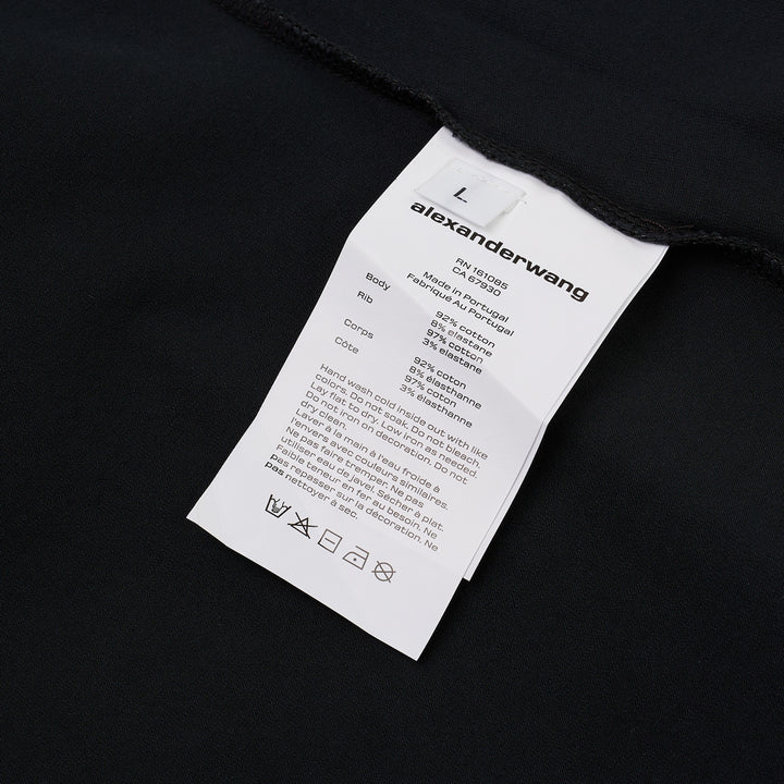 Alexander Wang Fitted Tee with Hotfix Gradient in white, shown from the back, featuring a body-skimming silhouette, crew neckline, and short sleeves