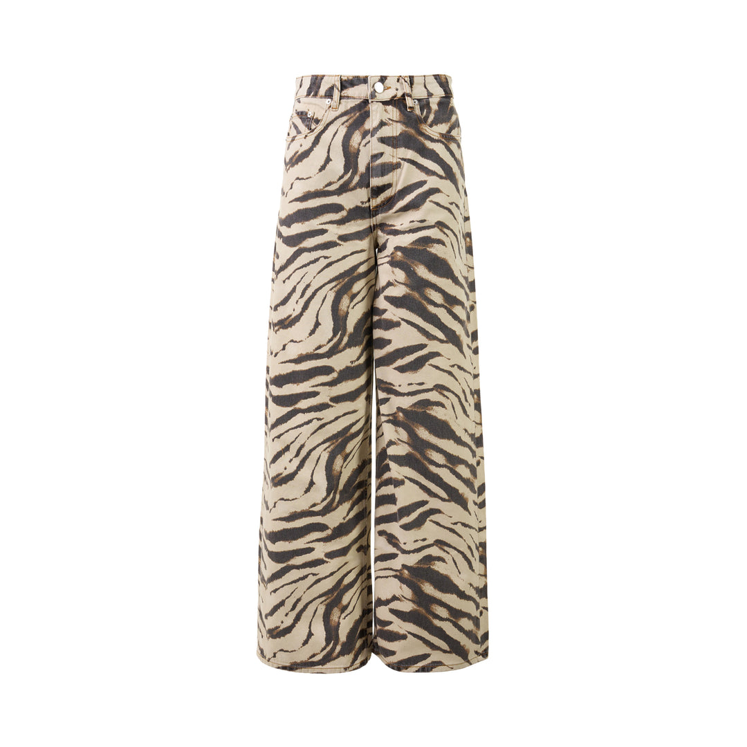 Tiger Print Wide Leg Jeans