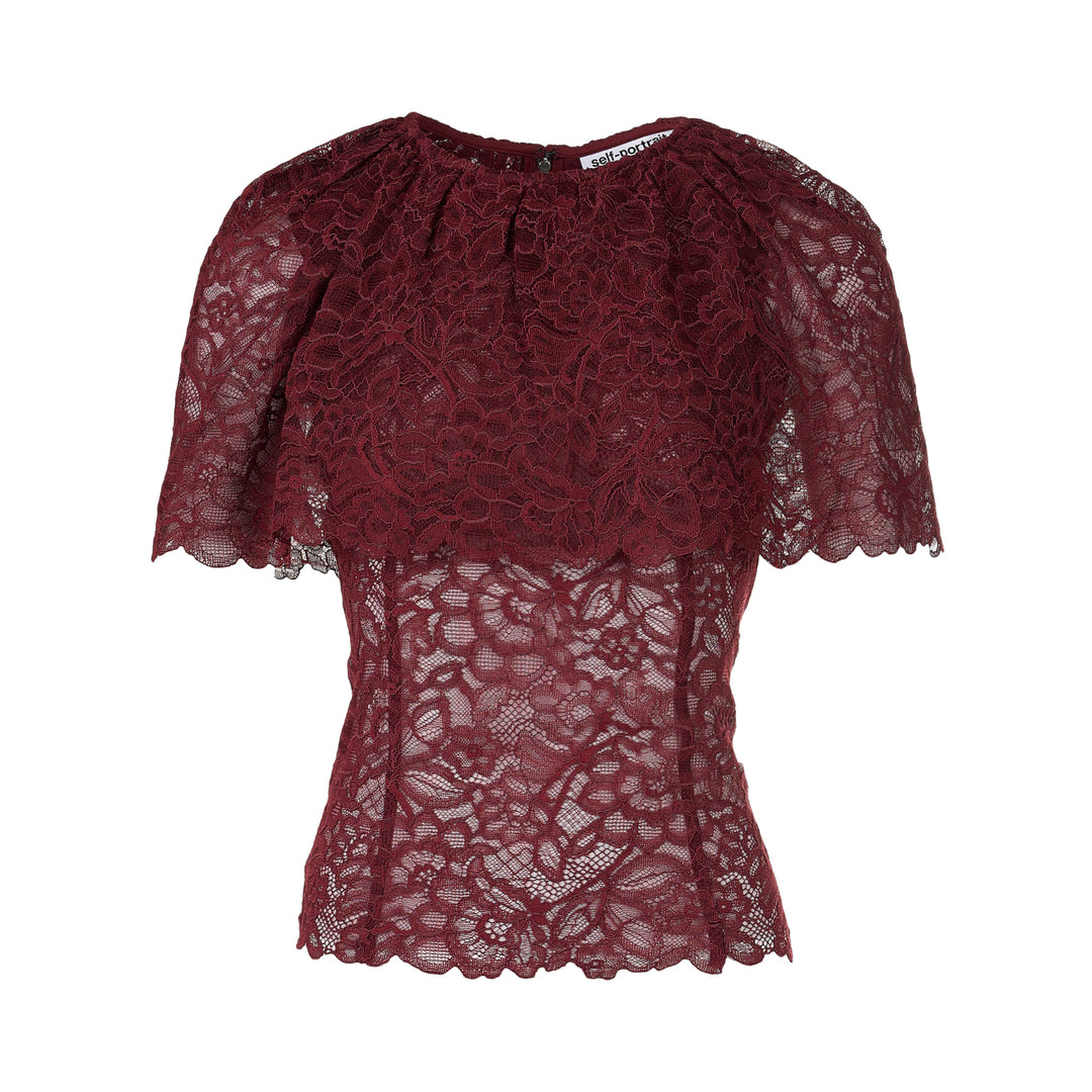 Burgundy Lace Cape Top