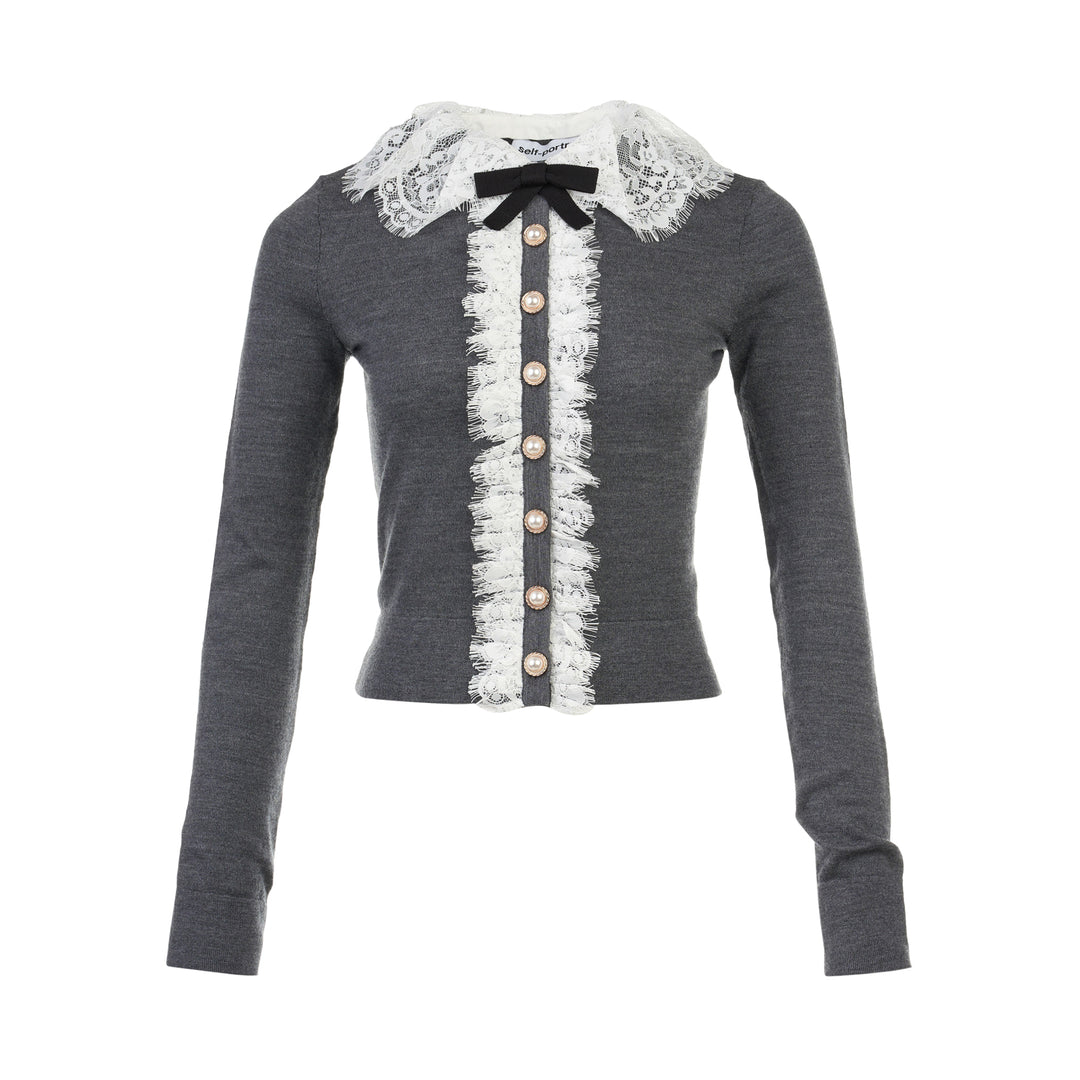 Lace Collar Knit Cardigan