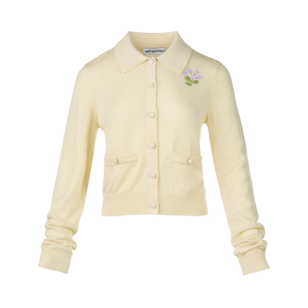 Flower Embroidered Knit Cardigan