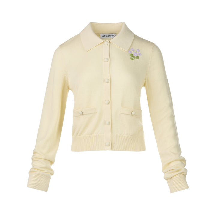 Flower Embroidered Knit Cardigan