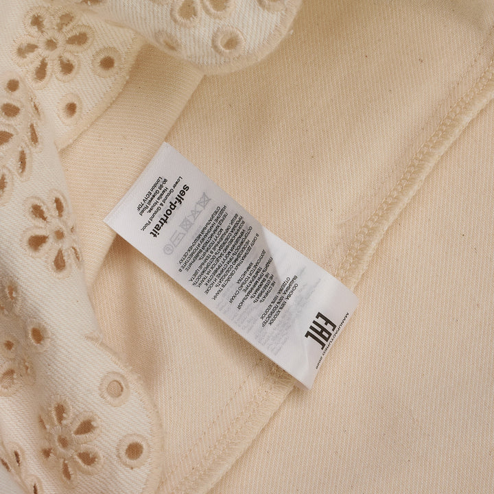 Cream Broderie Denim Mini Dress