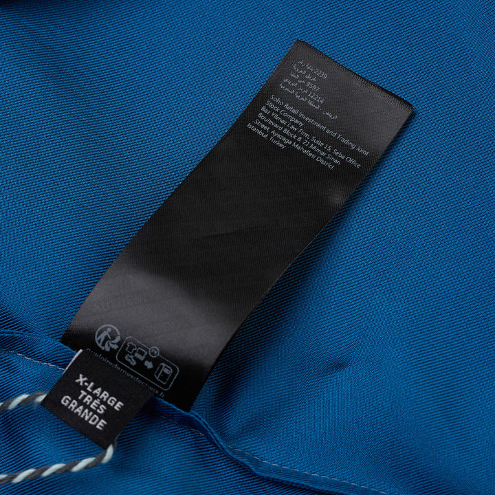 Amiri Arts District Short Sleeve Camp Shirt in blue ombré with tonal logo graphic print and mother-of-pearl buttons