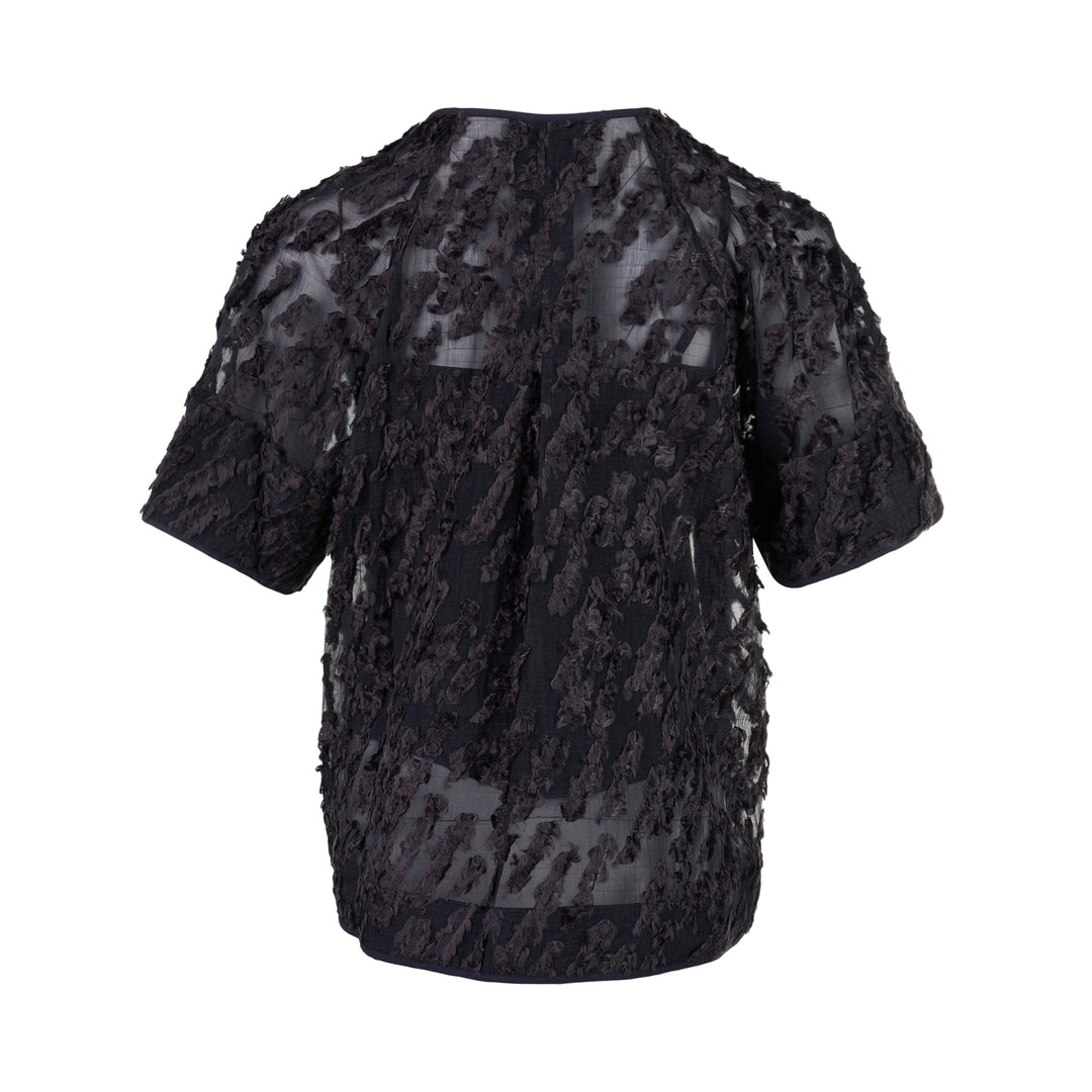 Textured Organza Short Sleeve Top