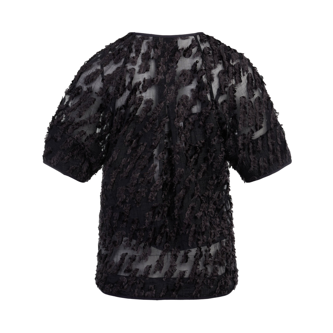 Textured Organza Short Sleeve Top