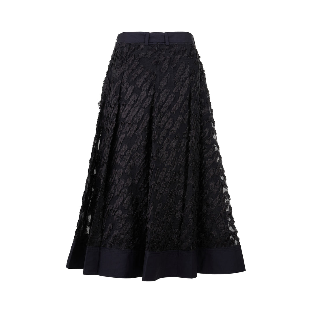 Textured Organza Belted Midi Skirt