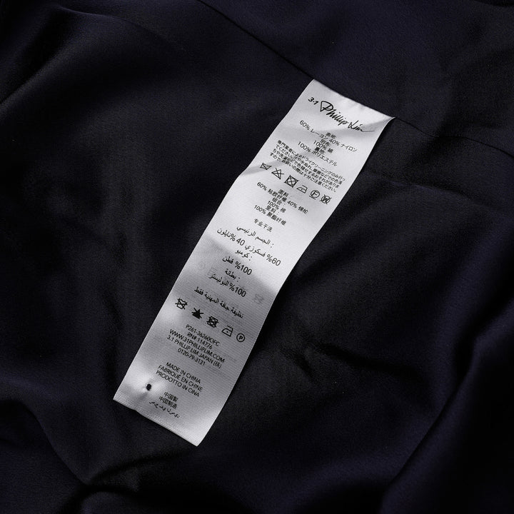 3.1 Phillip Lim black fil coupé textured organza belted midi skirt with A-line silhouette, D-ring belt, and woven hem border