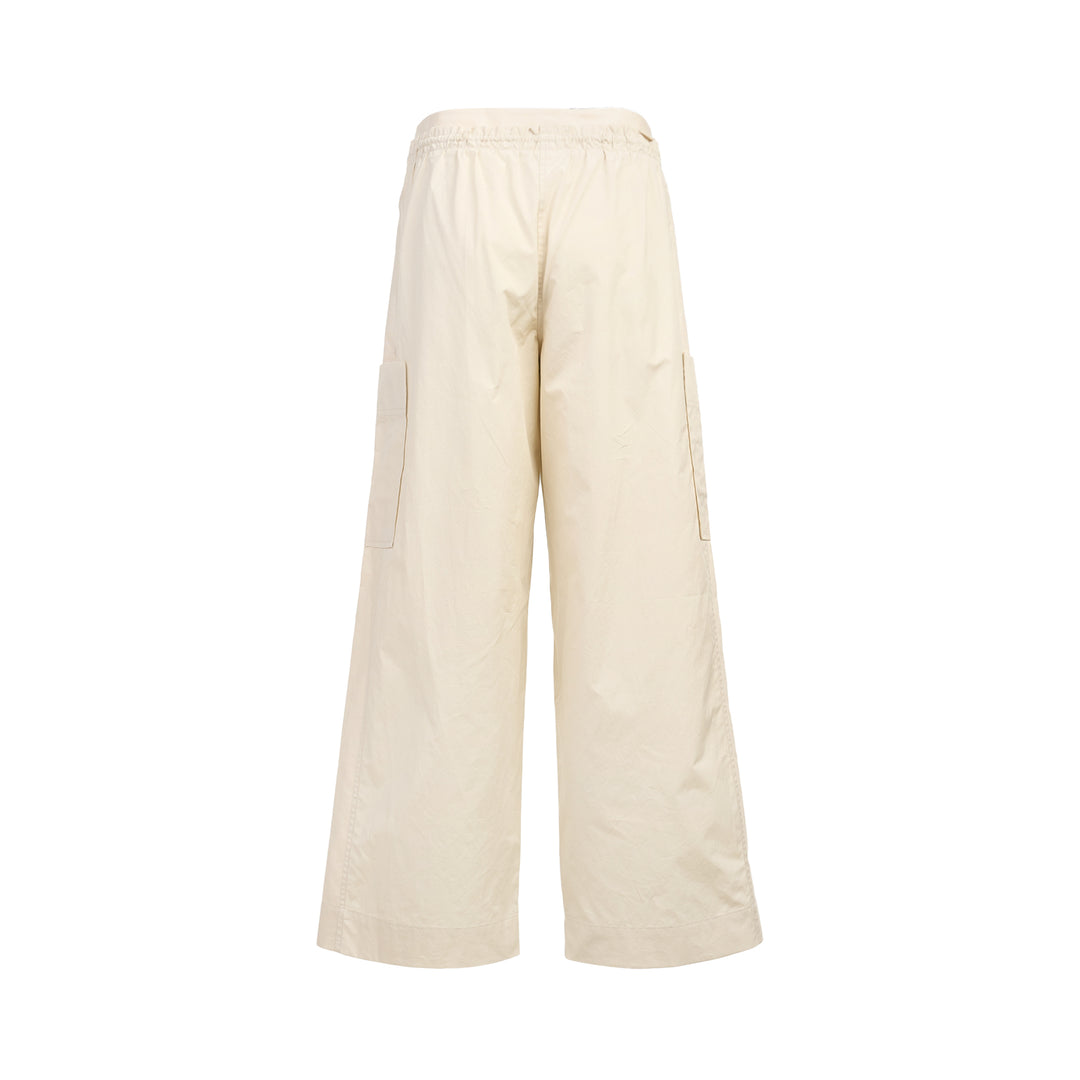 3.1 Phillip Lim Double Waistband Poplin Pants in ecru, featuring a wide-leg silhouette, drawstring waistband, and thigh patch pockets - view 2