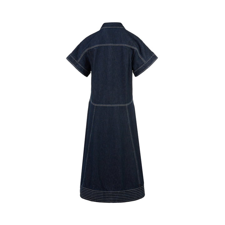 Trapeze Midi Denim Shirt Dress