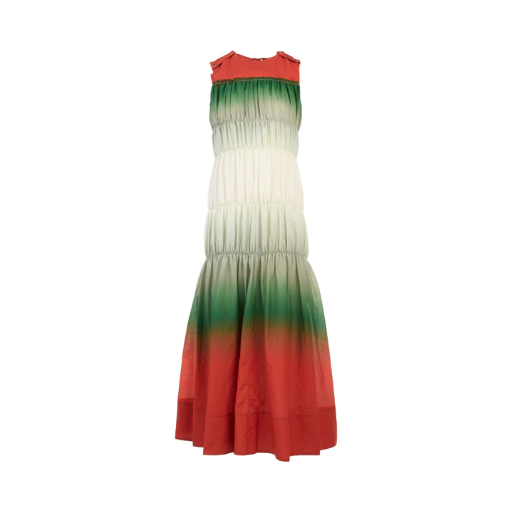Ombré Voile Gathered Maxi Dress
