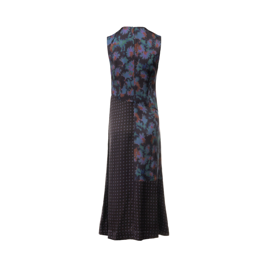 3.1 Phillip Lim Desert Flower Layered Midi Dress with mixed floral and geometric print panels, asymmetric skirt, and fringe hem trim - view 2