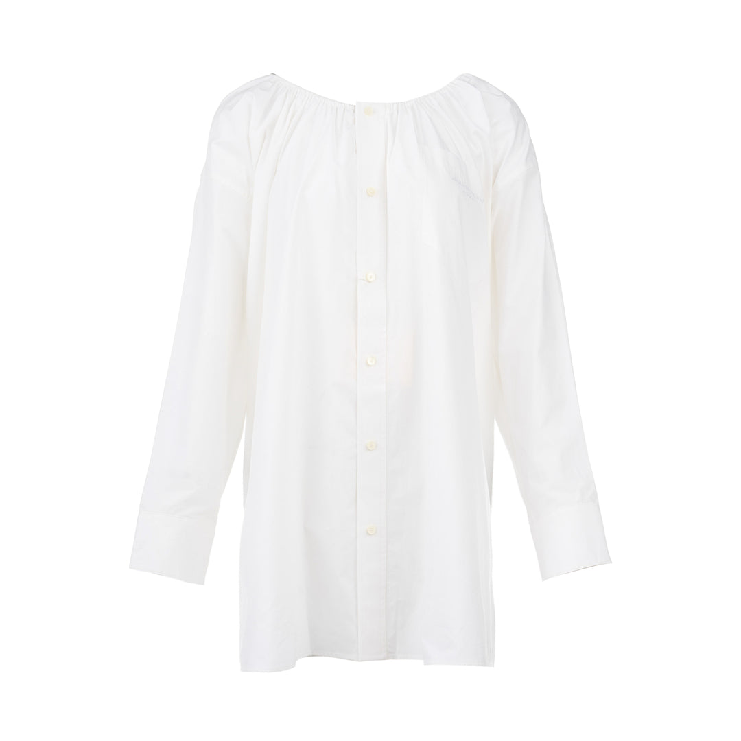Button Down Scoop Neck Shirt Dress