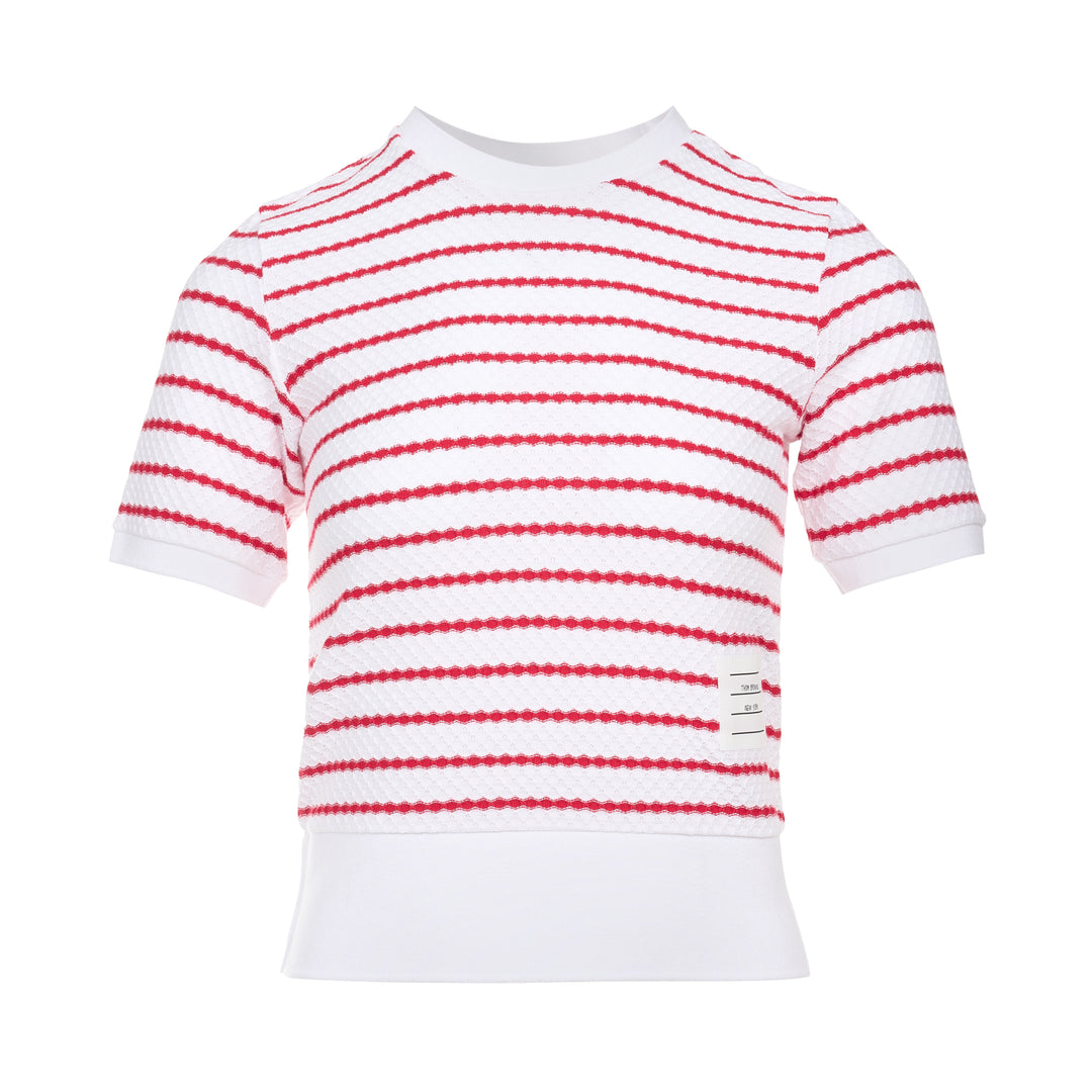 Thom Browne Stripe Short Sleeve Rib Tee