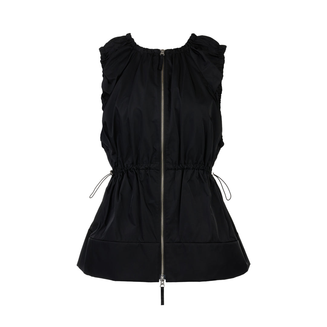 Gathered Zip-Front Vest