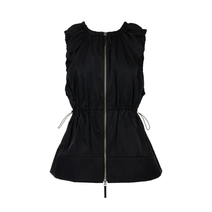 Gathered Zip-Front Vest