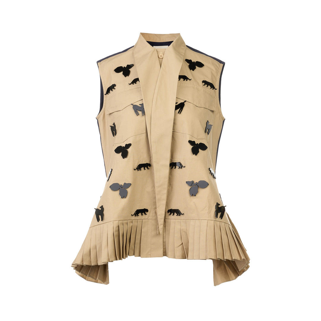 Printed Linen Sleeveless Vest