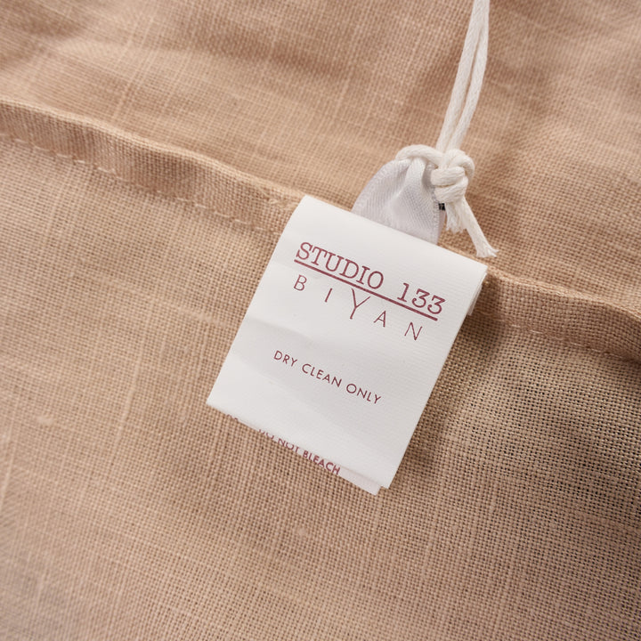Pleated Hem Linen Shirt Dress