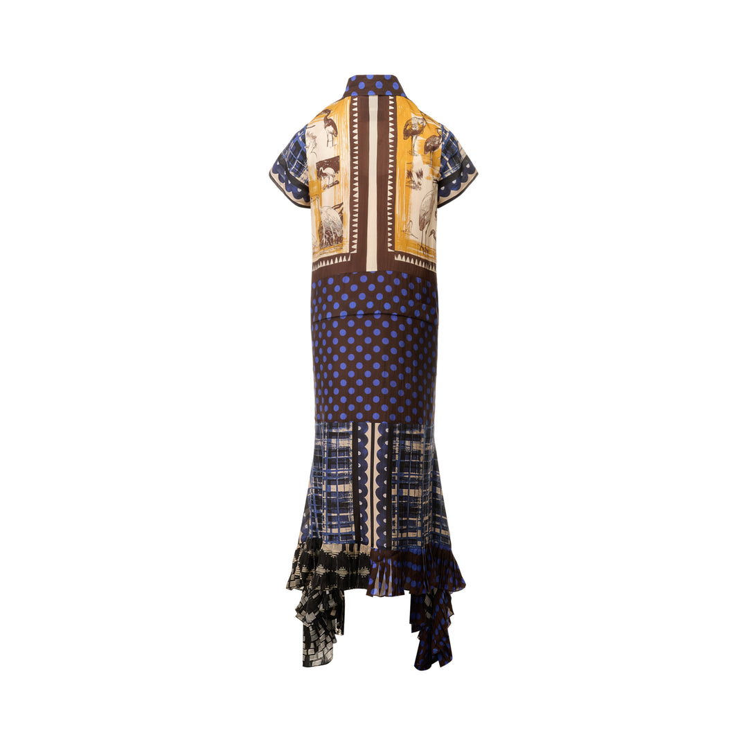 Pleated Hem Linen Shirt Dress