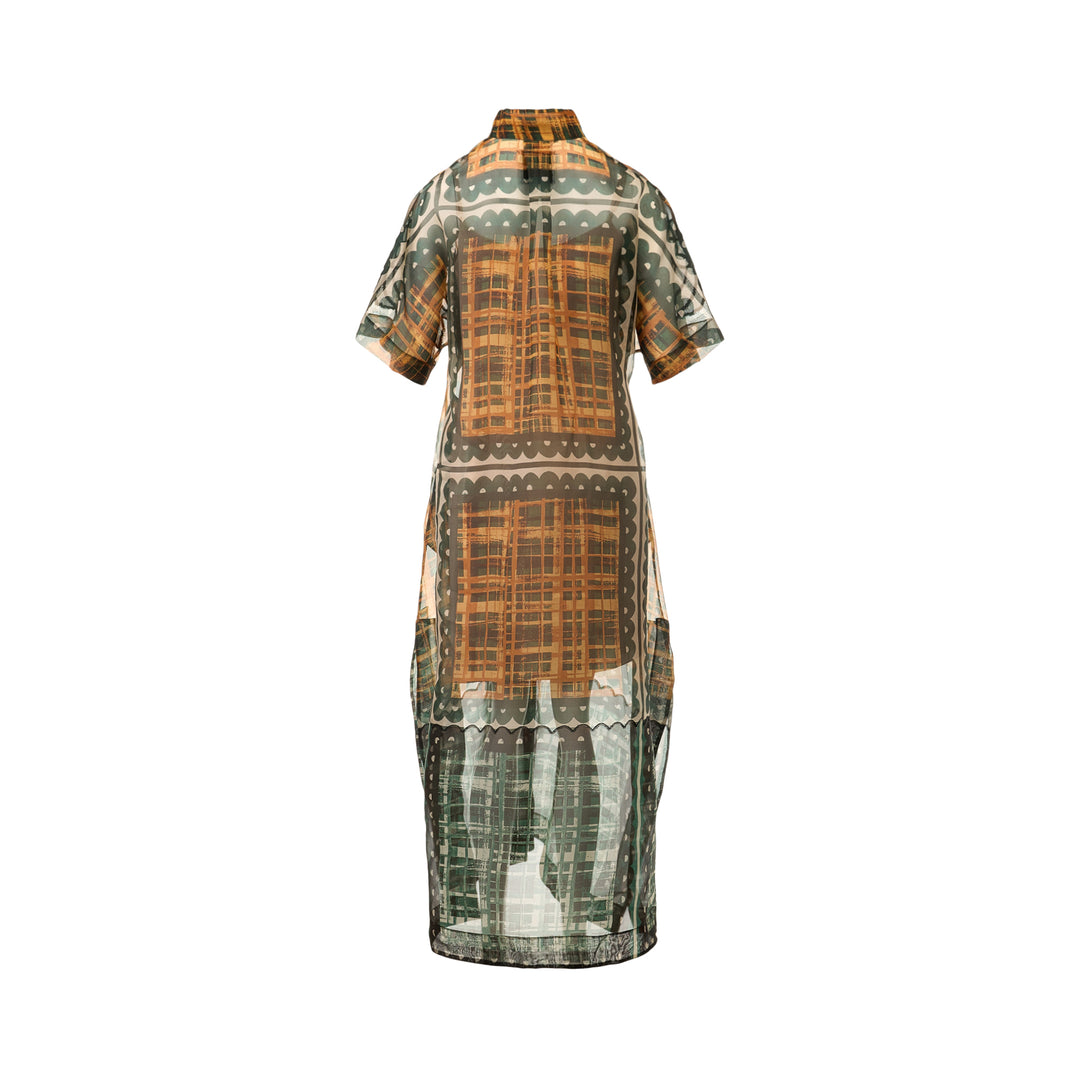 Pleated Hem Linen Shirt Dress