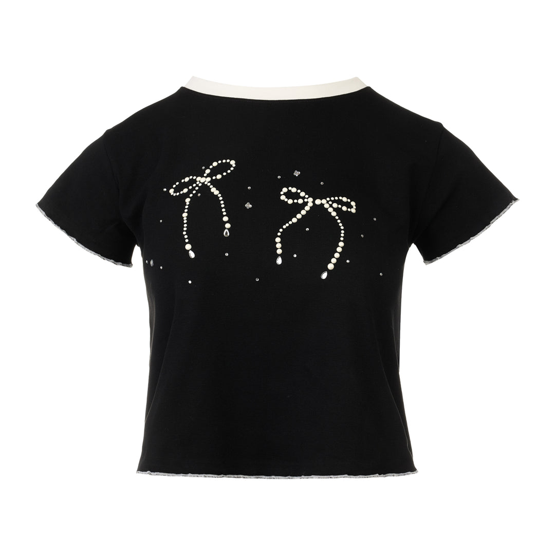 Pearl Bow Embellished Tee