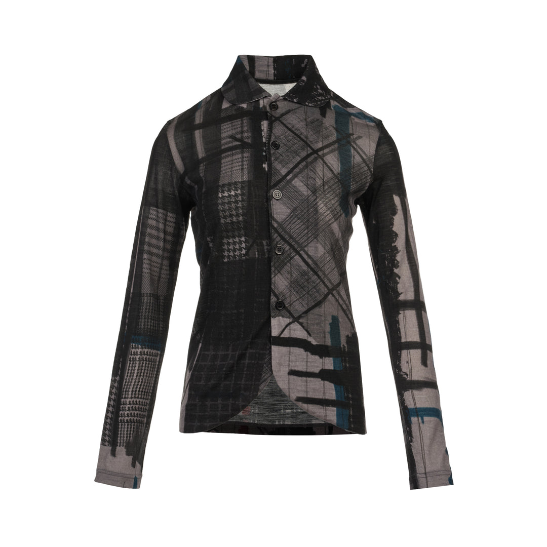 Round Collar Printed Cardigan