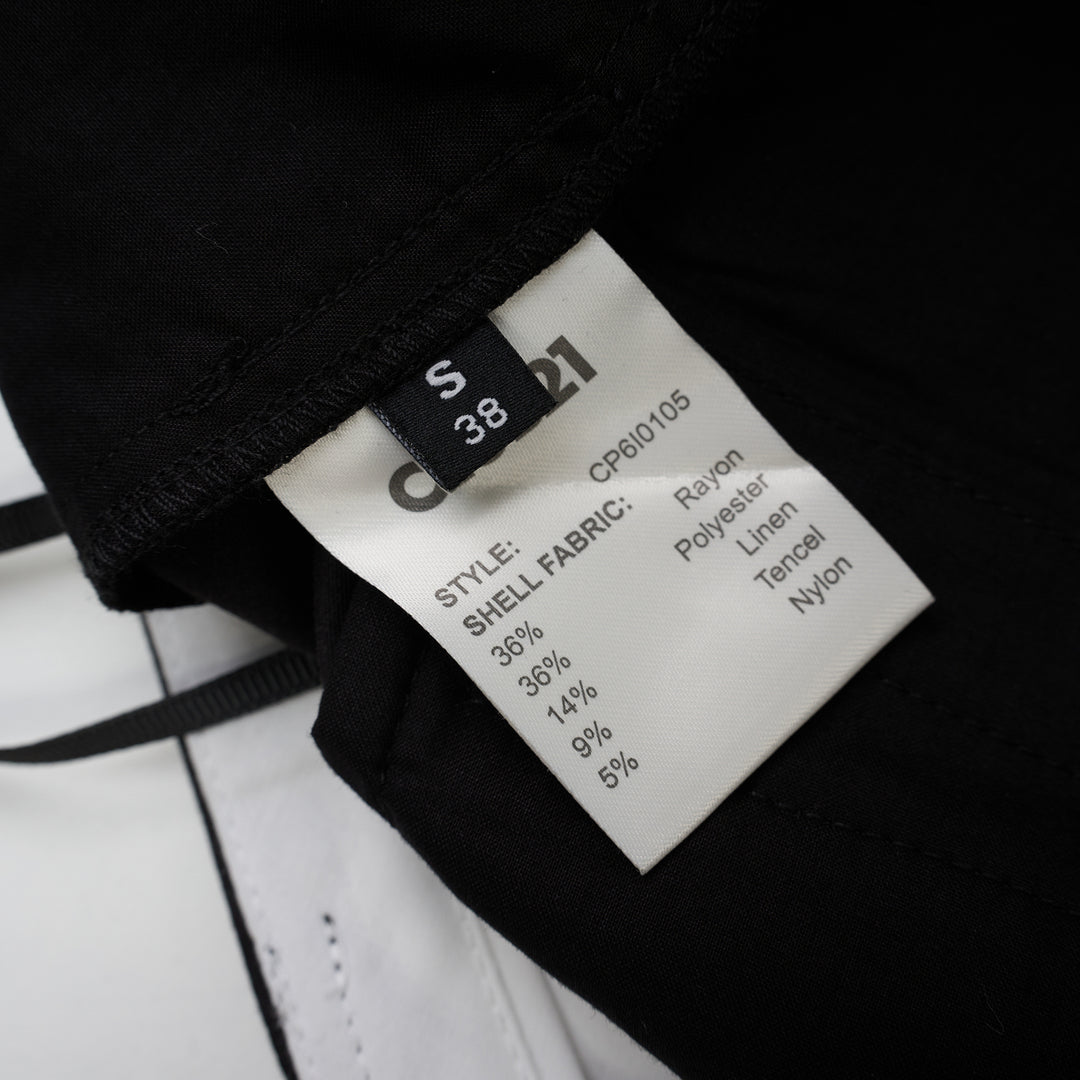 Black Ines light stretch rayon linen knee-length shorts with a front box pleat and high waistband by Club21 Collection - view 3