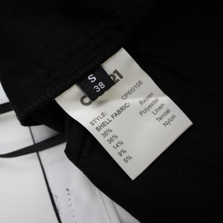 Black Ines light stretch rayon linen knee-length shorts with a front box pleat and high waistband by Club21 Collection - view 3