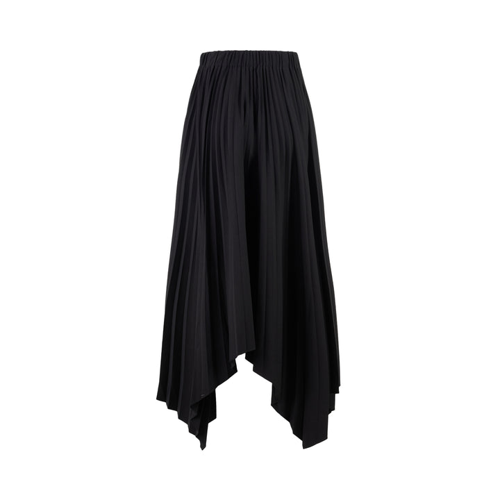 Black pleated midi skirt with elasticated waist and asymmetric handkerchief hem by Club21 Collection - view 2