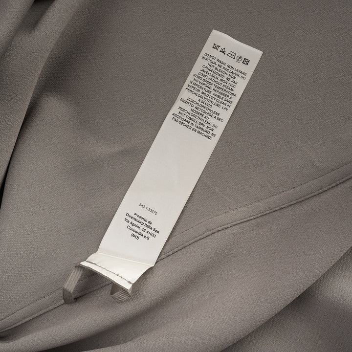 Rick Owens Heavy Cady Long Sleeve Outershirt in taupe-grey with concealed snap placket, dual flap chest pockets, and oversized silhouette - view 4