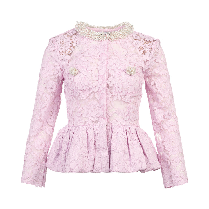 Pink Lace Peplum Top