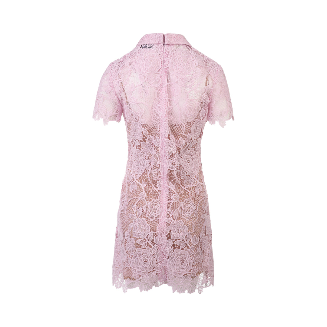 Pink Lace Button Down Mini Dress