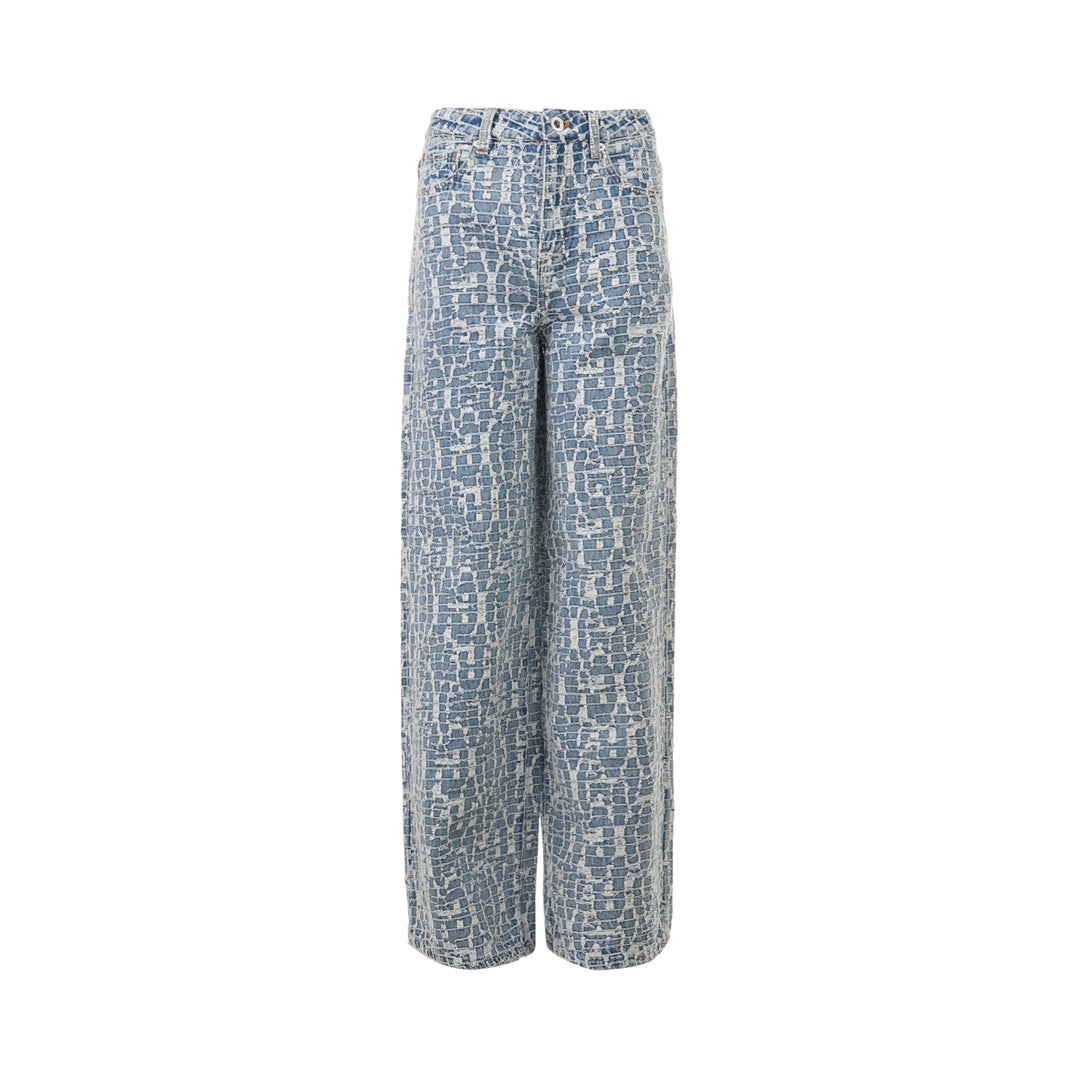 Blue Textured Denim Jeans