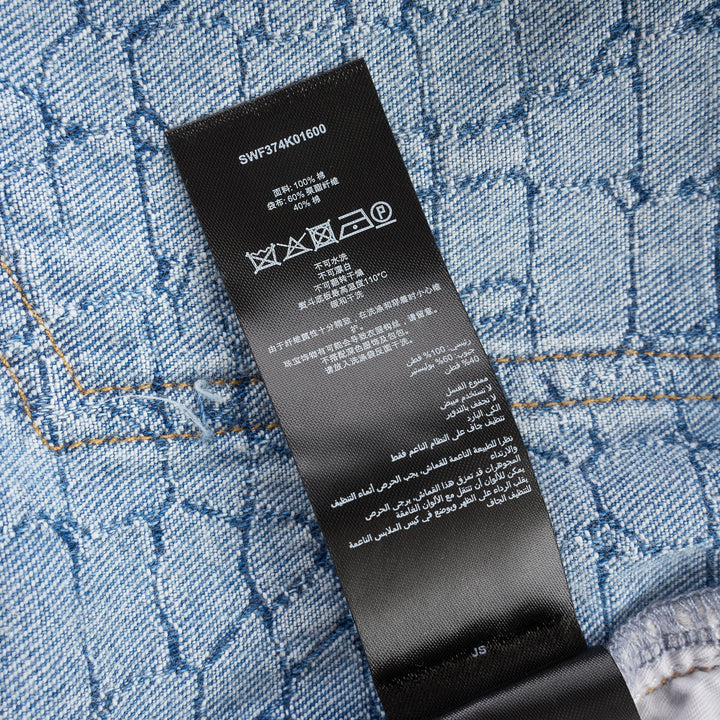 Blue Textured Denim Jeans