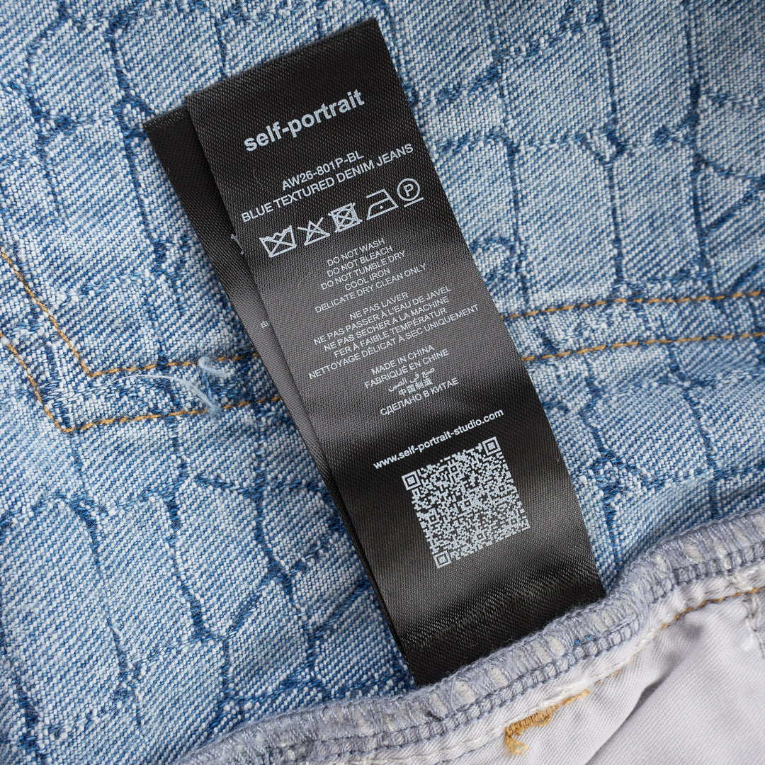 Blue Textured Denim Jeans