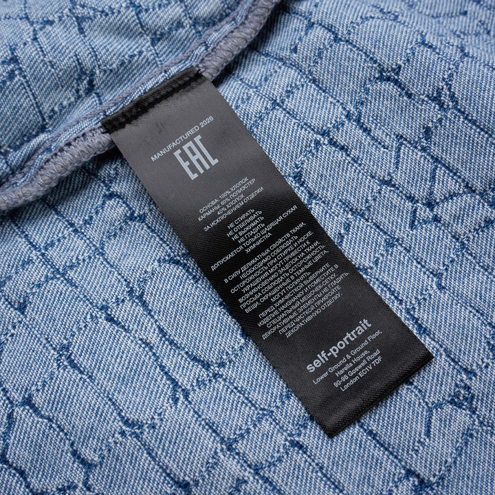 Blue Textured Denim Mini Dress