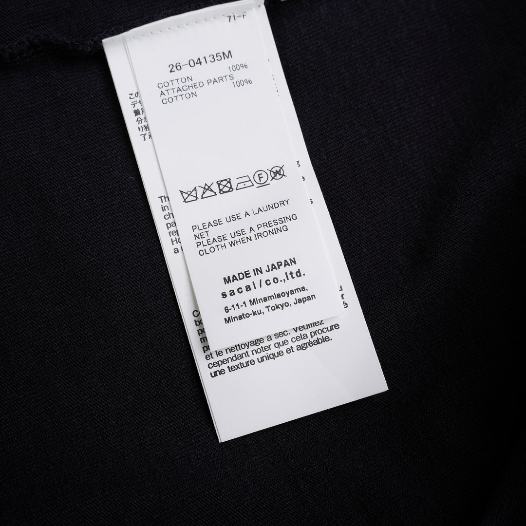 sacai chusen-dyed cotton jersey T-shirt with white, brown, green and navy dyed bands and a chest pocket - view 3