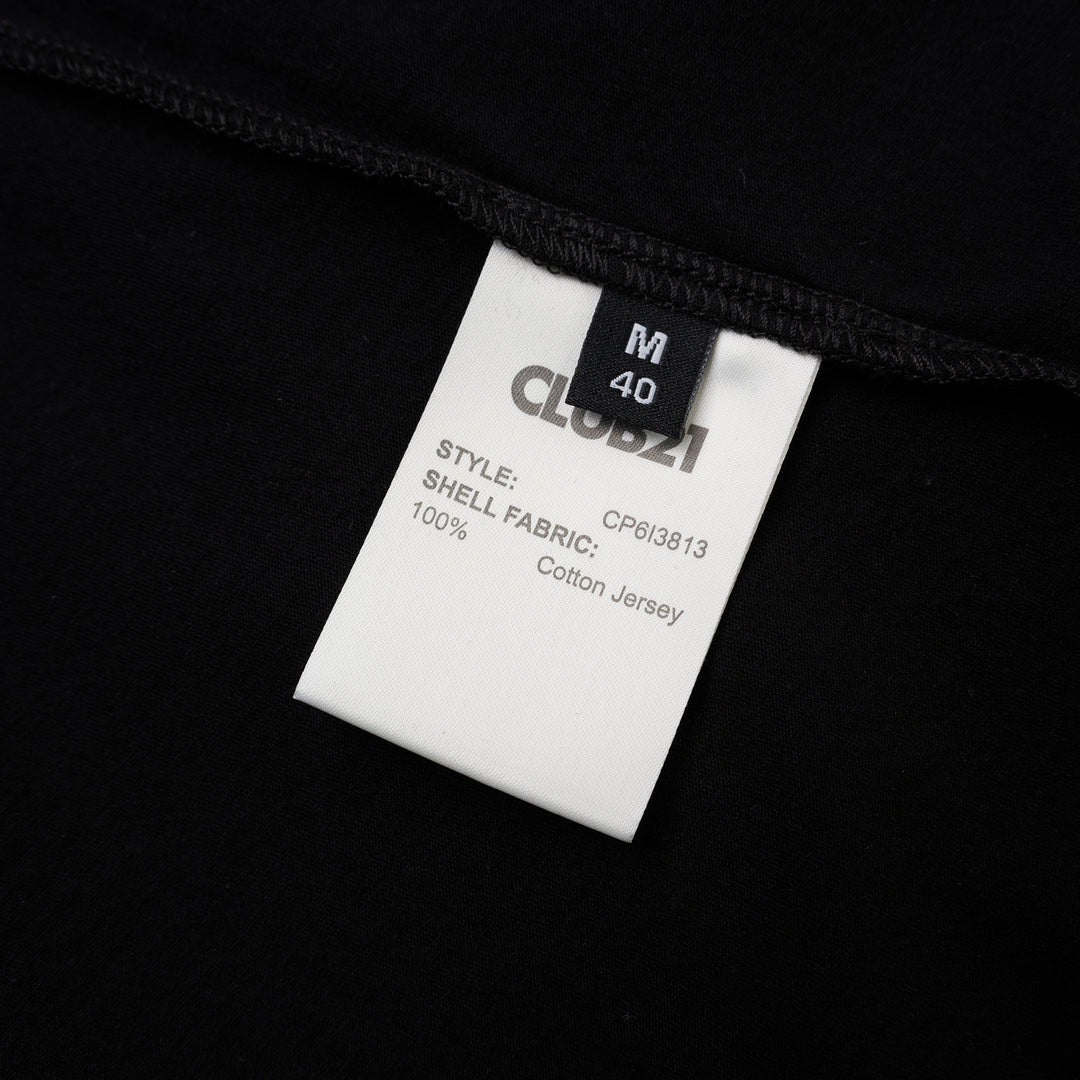 Black long sleeve cotton jersey Henley top with round neckline and five-button placket from Club21 Collection - view 3