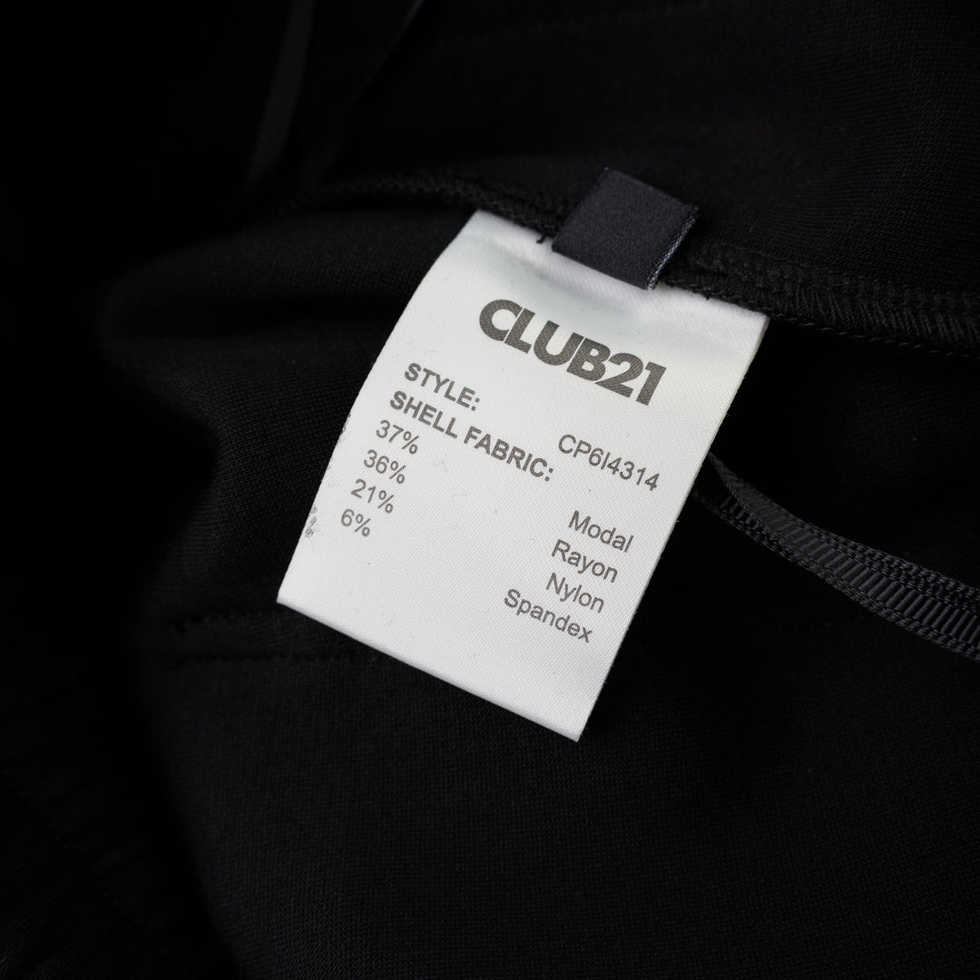 Black wide-leg Lena pants in high-stretch modal jersey with an elasticated drawstring waistband, shown from the front - view 4