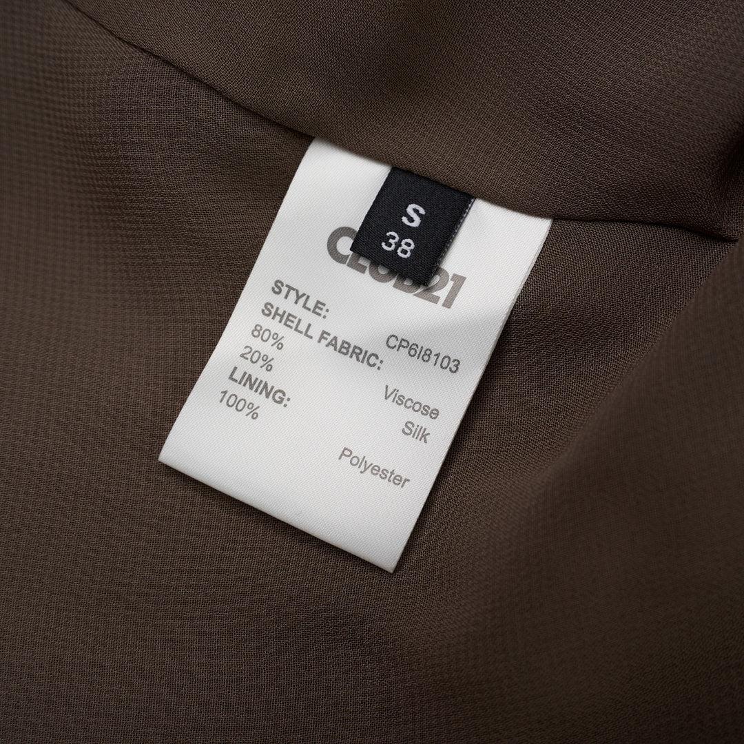 Club21 Collection Noemie sleeveless taupe midi dress in habutai silk cupro mix with draped V-neckline and pleated waist - view 4