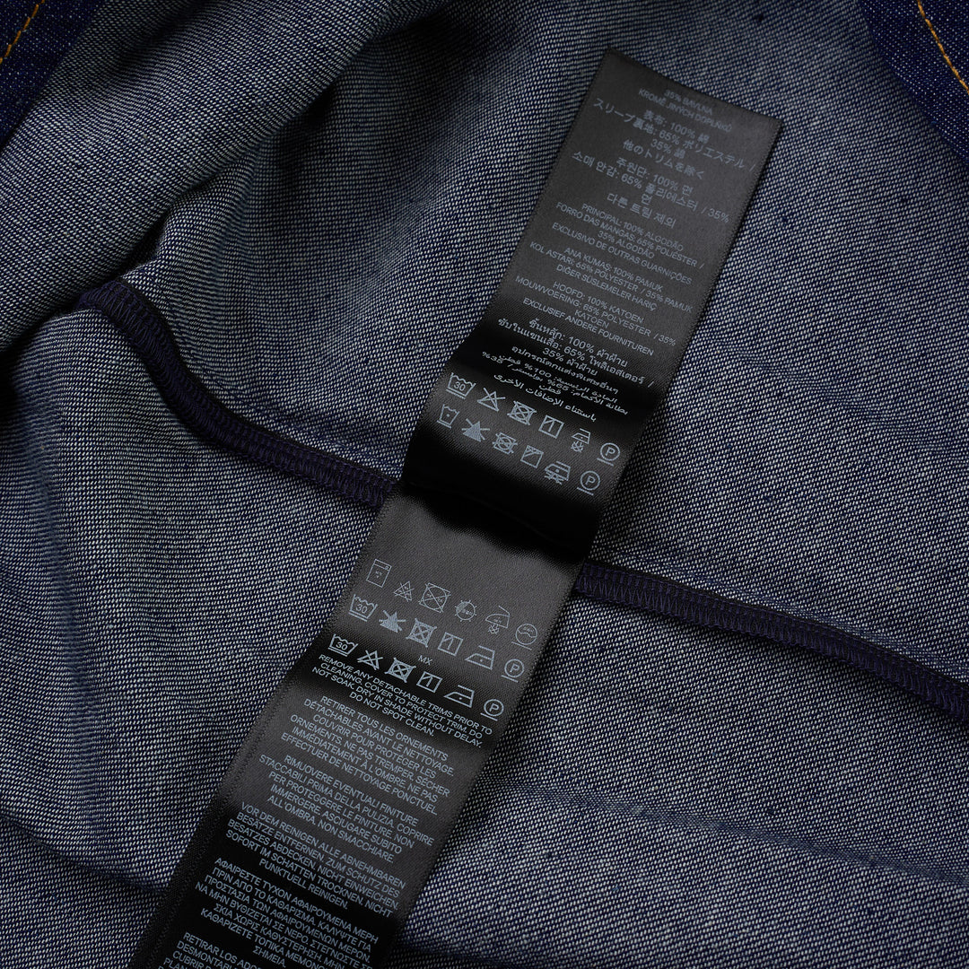 Zimmermann Denim Billow Shirt in dark indigo with stand collar, gold-tone buttons, contrast topstitching and balloon sleeves - view 4