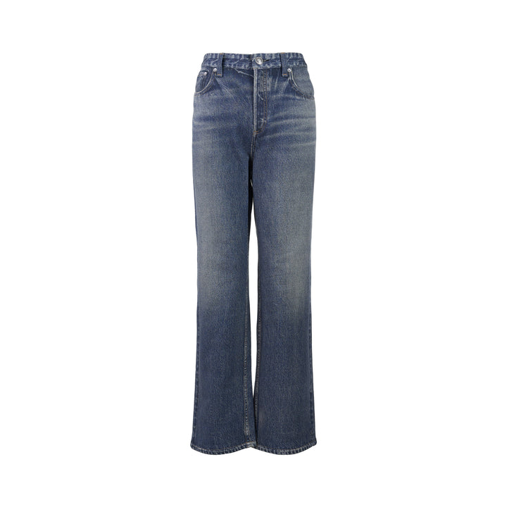 rag & bone Miramar Terry Shea straight-leg ankle jeans in faded indigo denim, front view