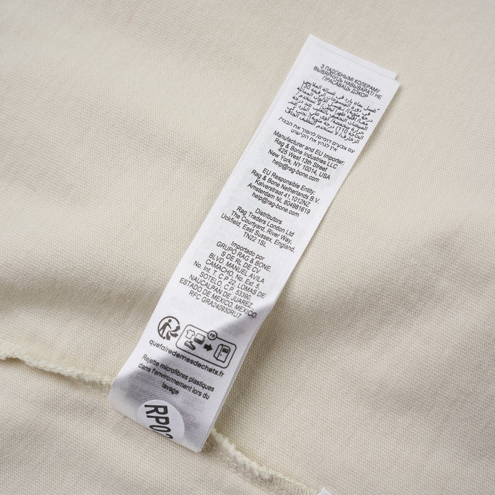 rag & bone University Alex Tee in cream with distressed navy collegiate "rag & bone NYC" graphic on the chest - view 6