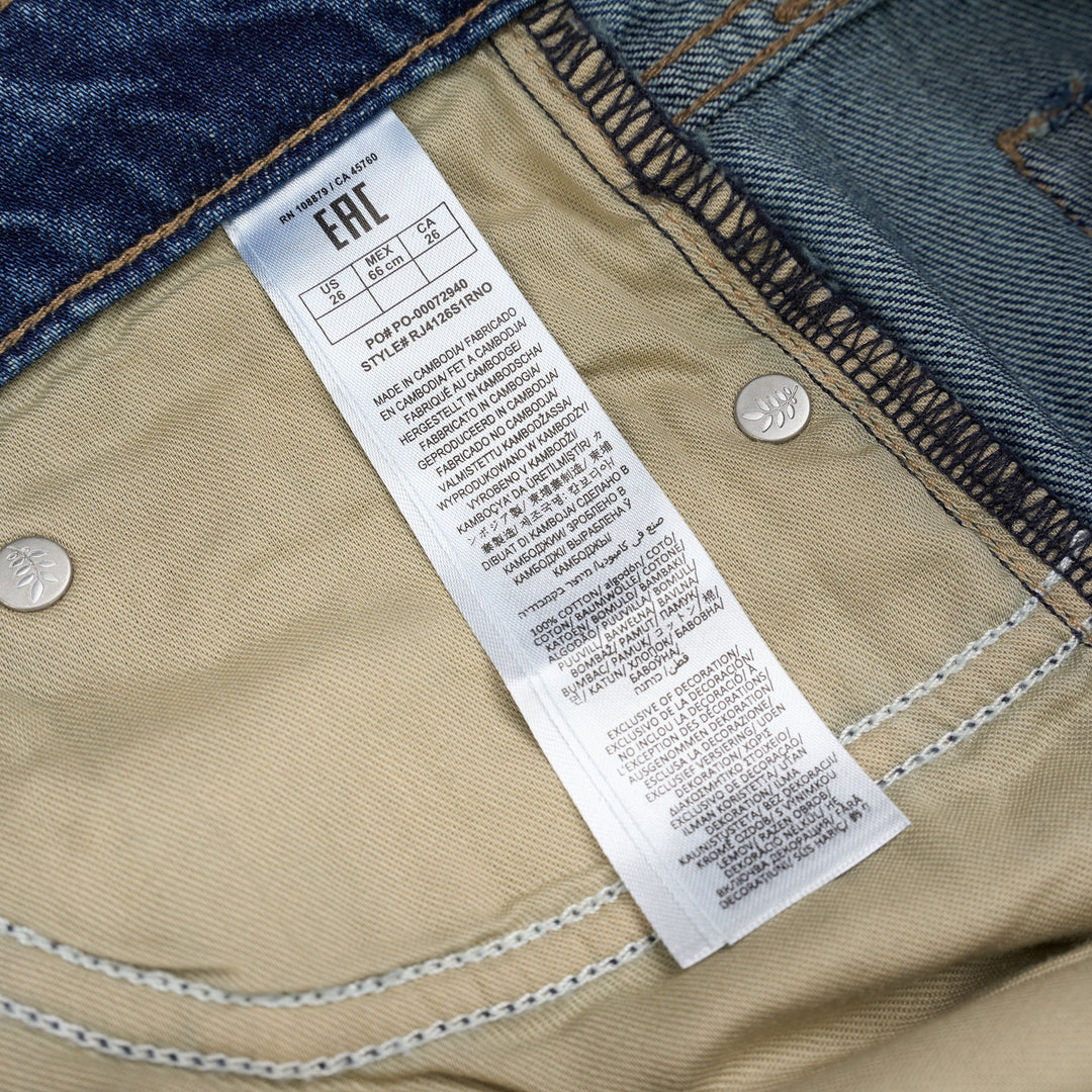 rag & bone Cam Ankle Straight Jeans in mid-blue washed denim with relaxed straight leg and cropped ankle hem, shown flat from the front - view 3