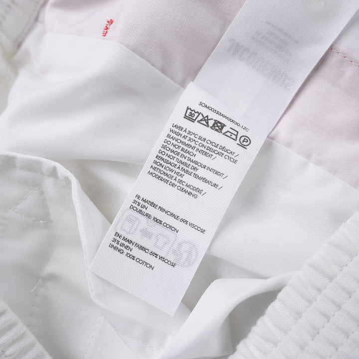 Jacquemus white pyjama shorts with sketched chain print down the legs, elasticated waistband and contrast red side stripe - view 3