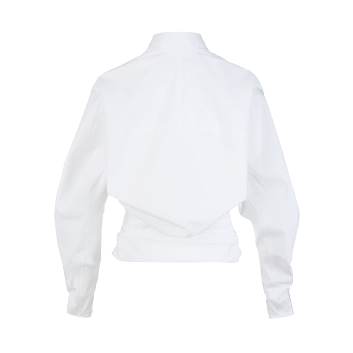 Jacquemus La Blouse Colombe white V-neck blouse with balloon sleeves and gathered waist - view 2