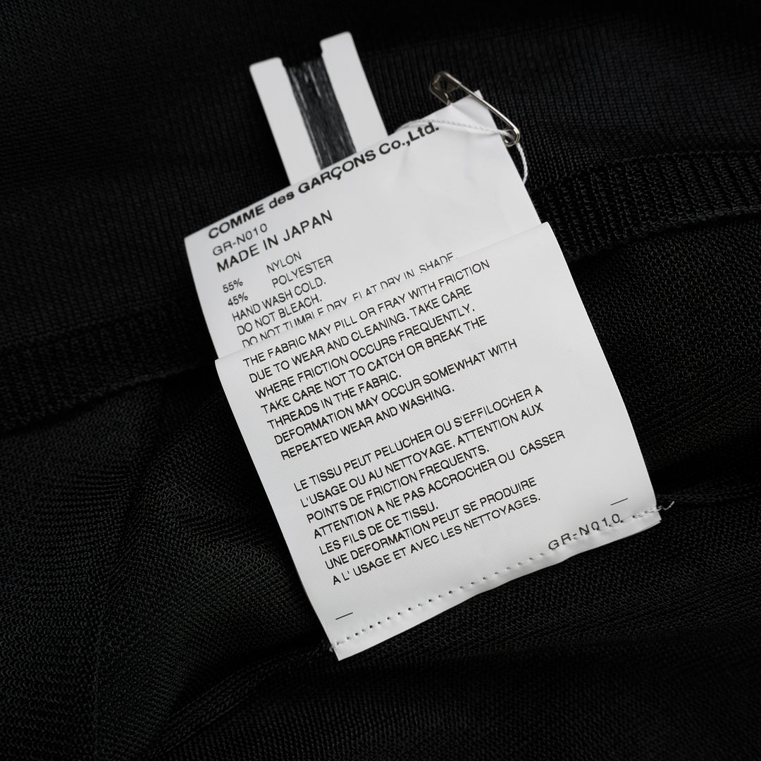 Comme des Garçons black sheer jersey blouse with voluminous balloon sleeves and gathered shoulder details, shown from the front - view 4