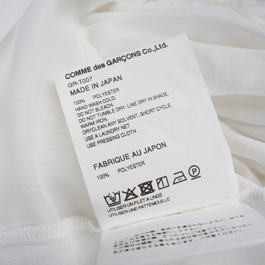 Comme des Garçons white ruffled tiered tee with pleated scalloped panels and gathered puff sleeves - view 3