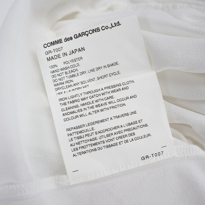 Comme des Garçons white ruffled tiered tee with pleated scalloped panels and gathered puff sleeves - view 4